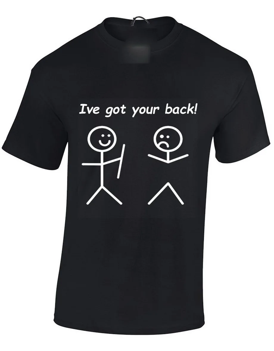 IVE GOT YOUR BACK MENS T SHIRT SLOGAN STICKMAN HUMOUR TUMBLR FRIEND PRESENT NEW Cool Casual Pride T-shirt Large Size | Мужская одежда