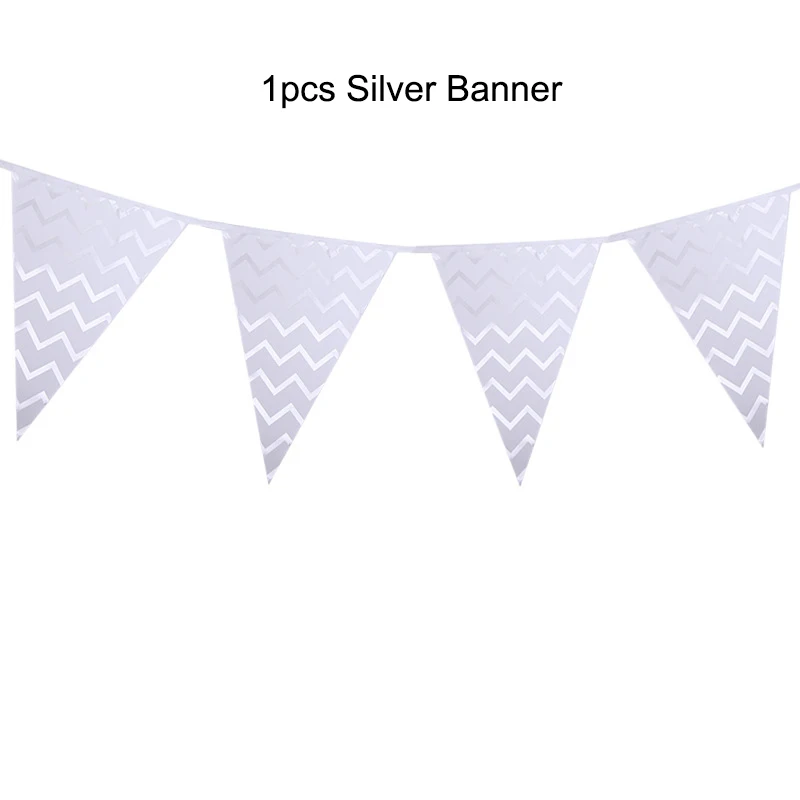 Gold/Silver Birthday Party Disposable Tableware disposable Wedding decoration plate cup baby shower decoration kids - Цвет: 1pcs banner
