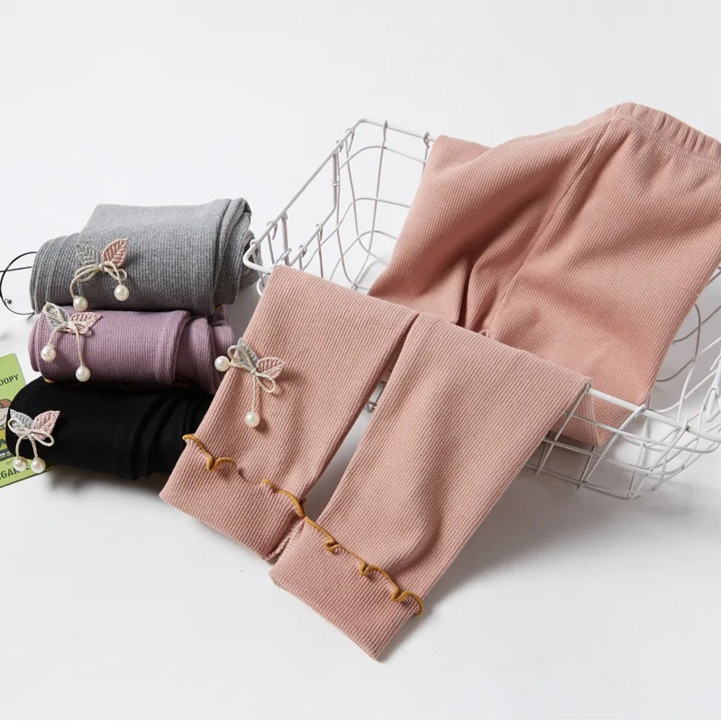 

Autumn New Kids Leggings Cotton Solid Colors Sports Trousers Girl Leggings Children Girl Casual Pants Cotton Baby Knit Leggings