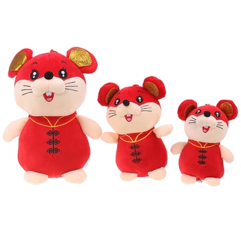 

1pc Rat Year Kawaii China Dress Mascot Rat Plush Mouse in Tang suit Soft Toys Chinese New Year Party Decoration Gift