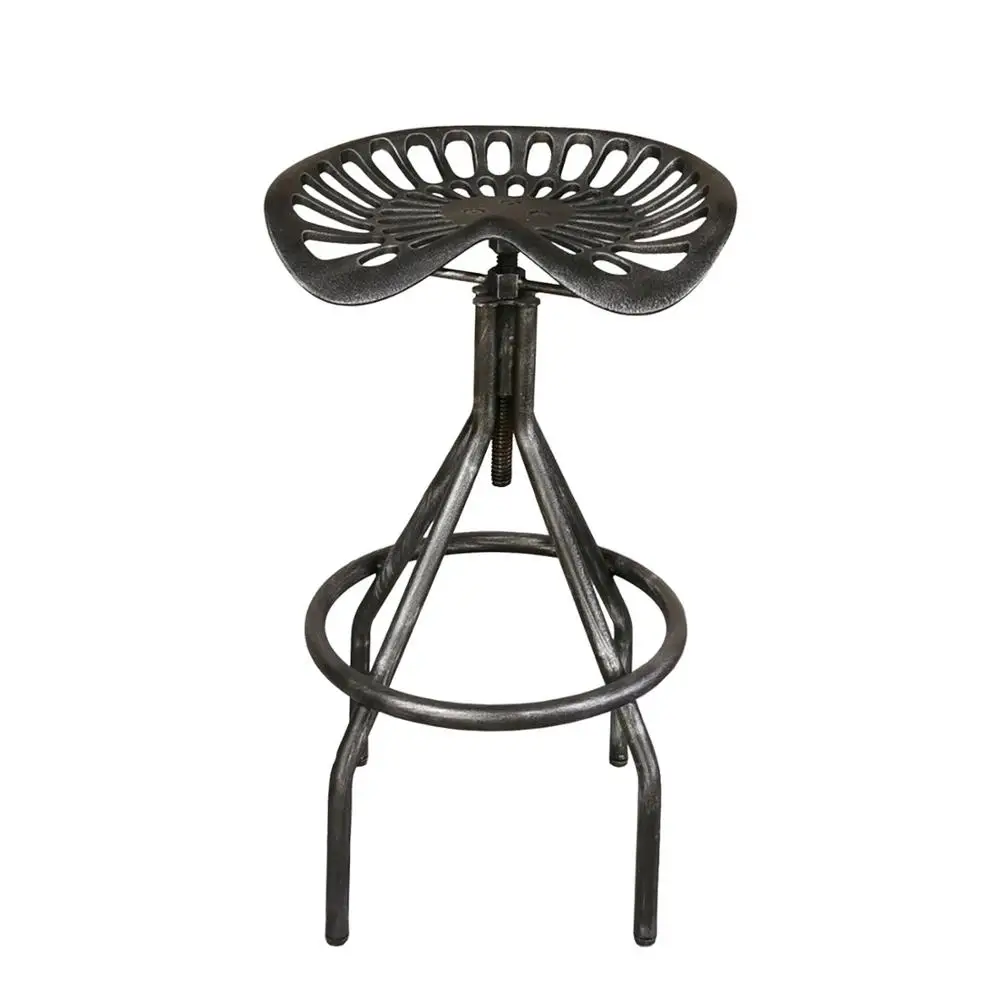 

TOPOWER Bar Chair Metal Powder-Coat Farmhouse Tractor Seat Stool Rustic Bar Stools Swivel Coffee Chair Black Silver