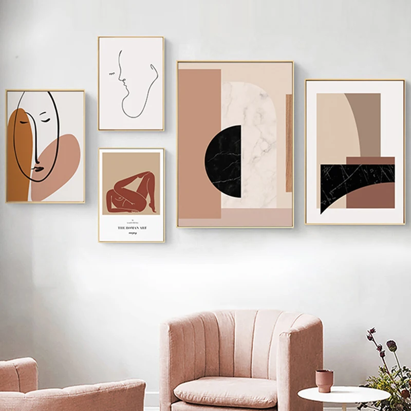 

Nordic Style Pink Surrealism Minimalism Pictures Wall Art Canvas Painting Modern Decorative Posters And Prints For Living Room