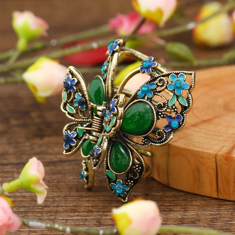 Vintage Resin Stone Butterfly Hair Claw Crab for Women Hair Clip Big Craw Accessories jewelry accessories hair accessory hair clip