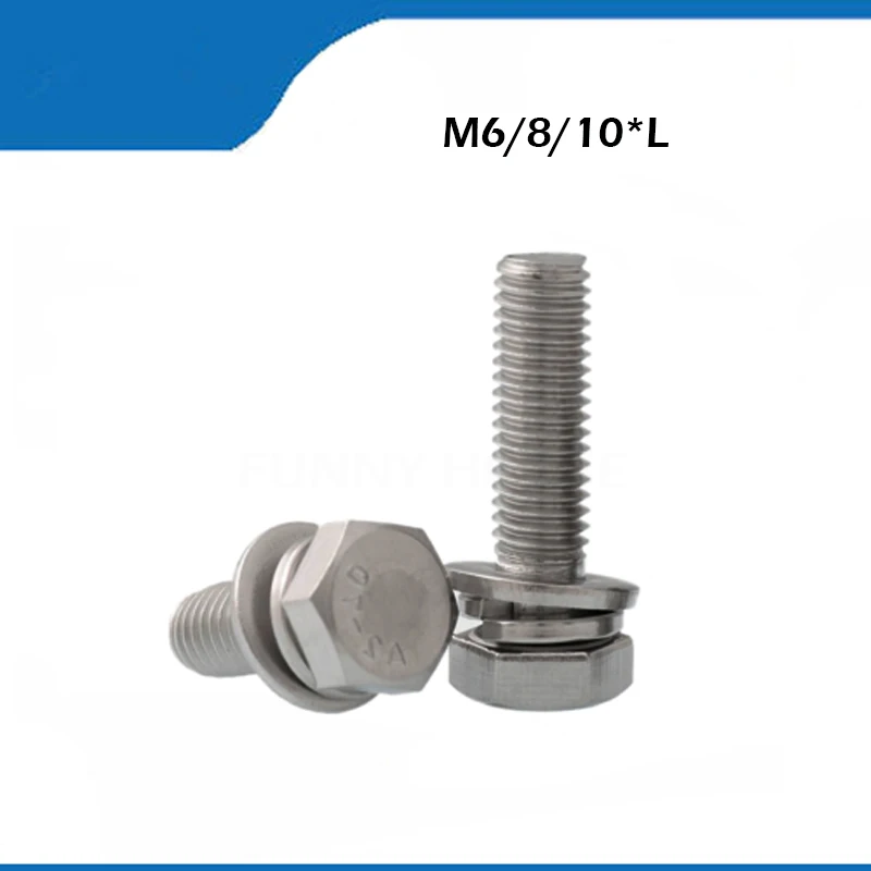 Speciale In Acciaio Inox 304 Viti A Testa Esagonale Cacciavite Combinazione Trio Combinazione Vite M6/8/10 * L