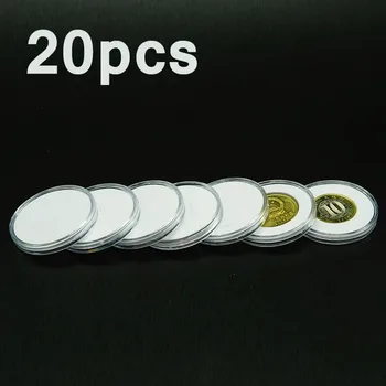 

20 Pcs Set Clear Round Plastic Coin Capsule Container Storage Box Holder Case US