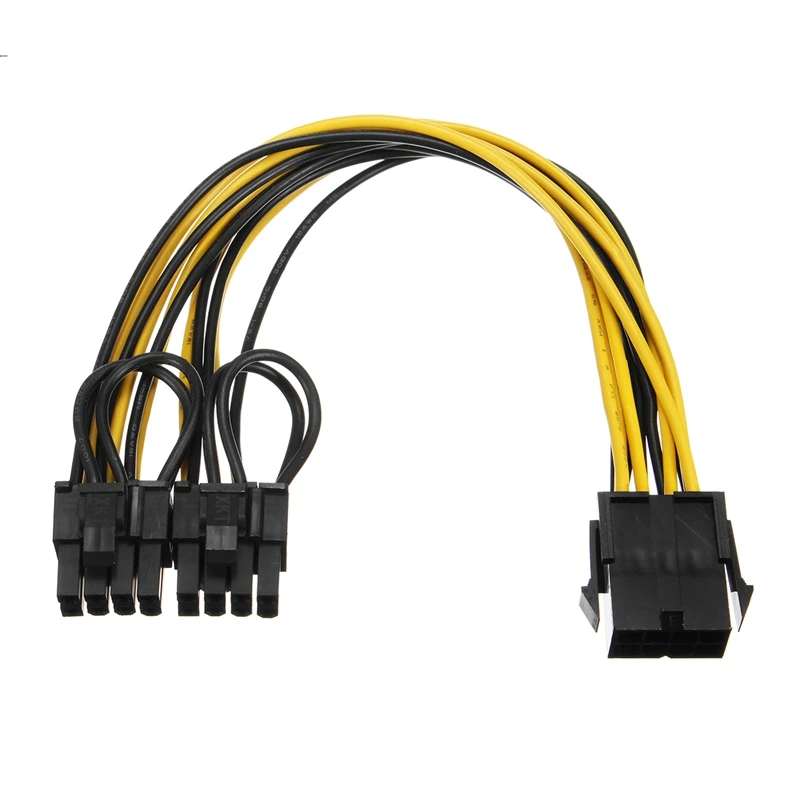 PCI-E PCIE 8p Female to 2 Port Dual 8pin 6+2p Male for BTC Miner Mining GPU Graphics Video Card Power Cable Cord 18AWG Wire 20cm