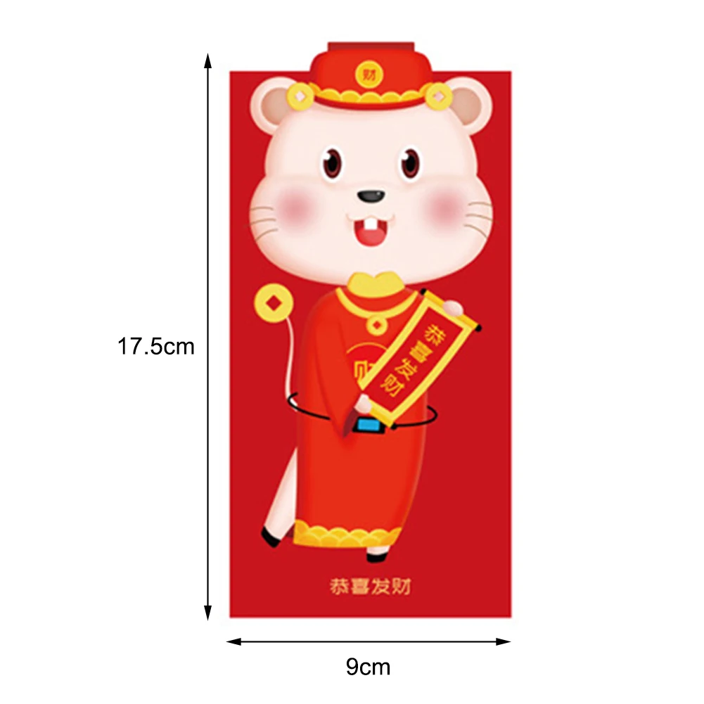 6 шт.,, конверты в виде красных денег для китайского года крыс, мини-поздравительные открытки с подкладкой/подарок/милые конверты для приглашений, подарок Hong Bao