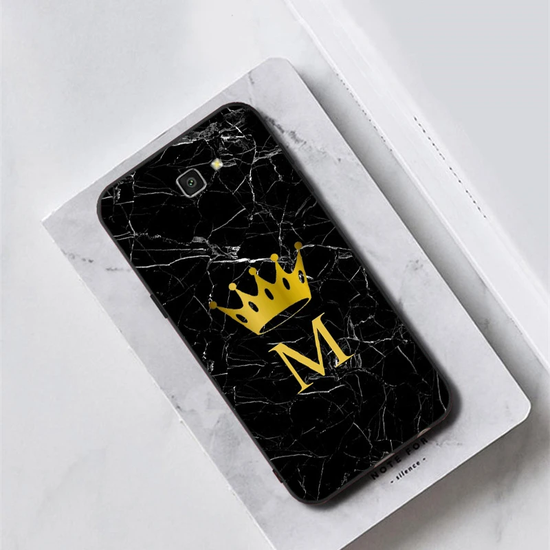 Custom name Letter Monogram Black Marble crown