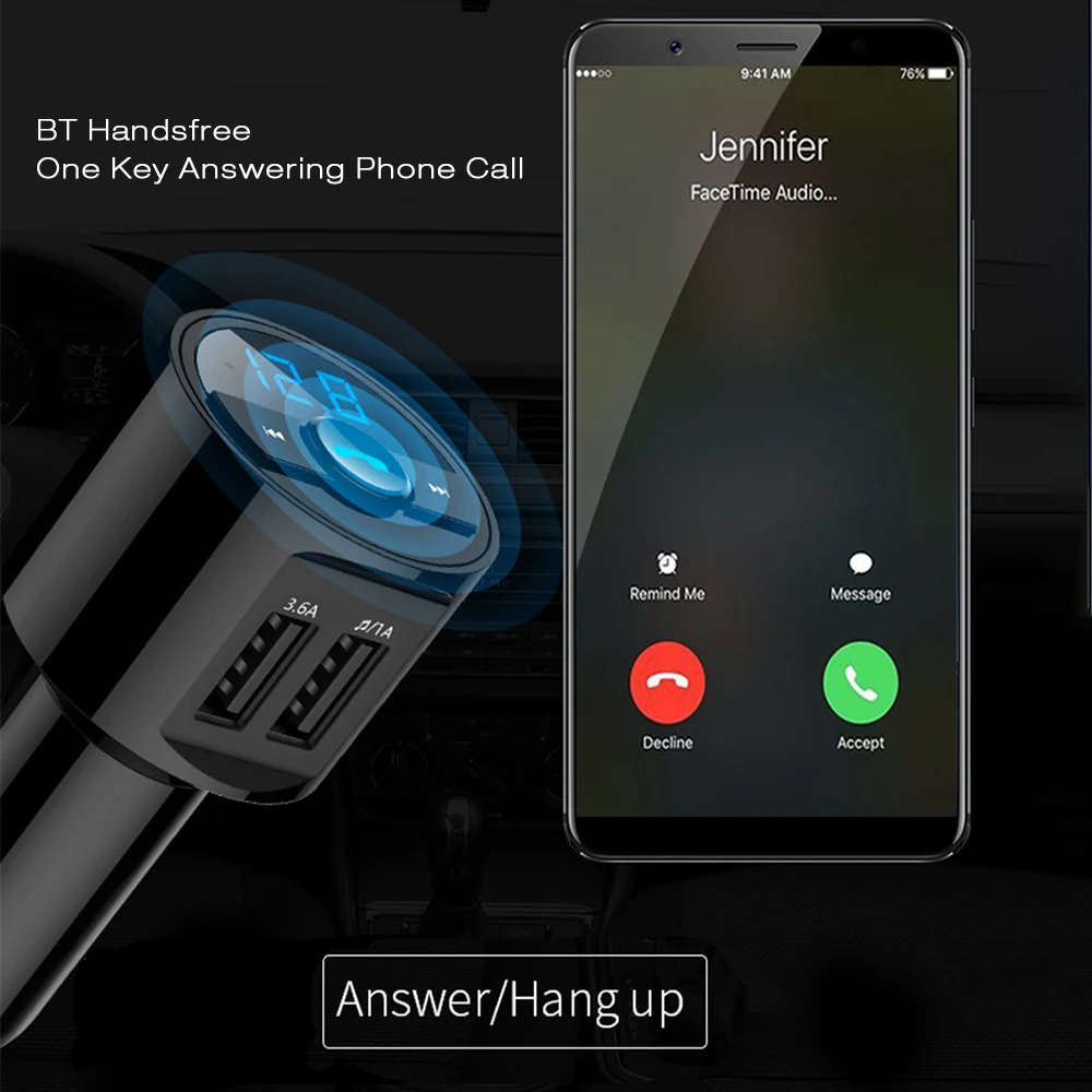 Автомобильный Bluetooth fm-передатчик, беспроводная гарнитура, аудио приемник, авто MP3 плеер, 3.1A, двойной USB, быстрое зарядное устройство, автомобильные аксессуары