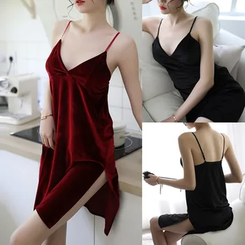 

5#Women Sleepwear Cute Sexy V Neck Adjustable Straps Pleuche Sleepwear Bra & Panty Set Sleep Wear Women пижама пижам