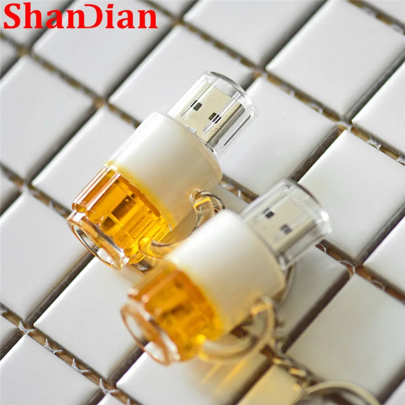 SHANDIAN Beer Keyshain USB флеш-накопитель 32 ГБ 16 ГБ 8 ГБ 4 ГБ USB 2,0 флеш-карта памяти U Stick