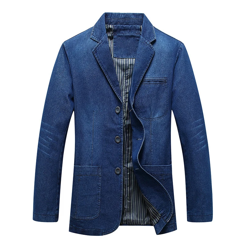 4XL Blazer di Jeans da uomo moda uomo abito Vintage in cotone capispalla  cappotto blu da uomo giacca di Jeans uomo Jeans Slim Fit Blazer di Jeans  Top|Jackets| - AliExpress