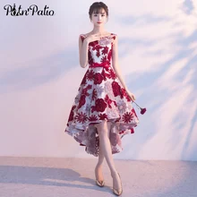 Кружевные цветочные высокие низкие выходные платья без рукавов Короткие спереди длинные сзади Вечерние платья с открытой спиной Короткие платья для выпускного