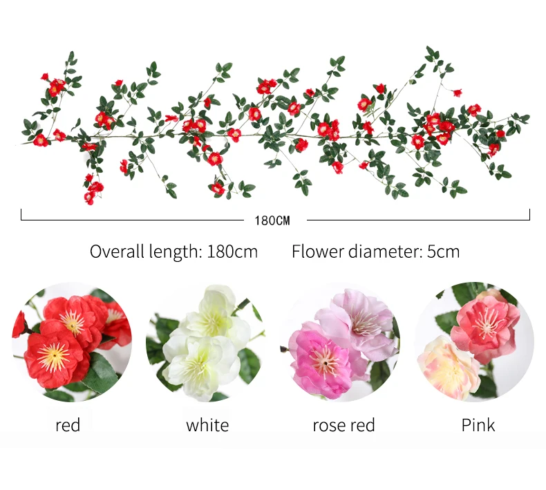 70,87 дюймов длинные 180 см искусственные украшения ротанга имитация цветка розы винограда розы поддельные цветок ротанга пол пластмассовая лоза