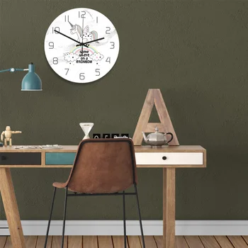 

1pc Marble Wall Clock Unicorn Clock Acrylic UV Printed Clock for Home Office Classroom Without Battery