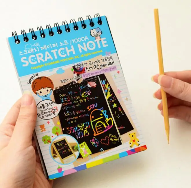 Новая красочная бумага DIY детские развивающие игрушки веселые нарисованные царапины Детские граффити красочные черные деревянные палочки детские поделки