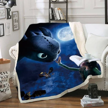 

How to Train Your Dragon Blanket 3D Print Sherpa Blanket on Bed Kids Girl Flower Home Textiles Dreamlike Style 10