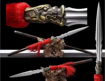 

Handmade High Quality Chinese Wushu Spear Kung Fu Sword Folded Steel Blade Saber Detachable Wood Rod