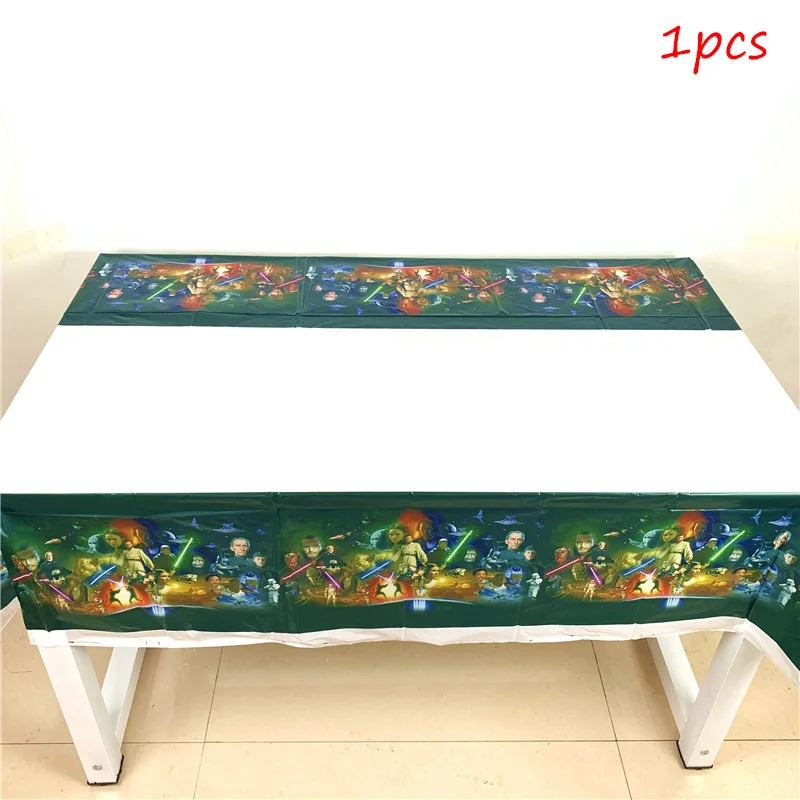 tablecloth-1pcs "Звездные войны", тематическая вечеринка на день рождения украшения наборы; детский душ Бумага баннер Салфетка скатерть "Звездные войны", набор одноразовой посуды - Цвет: tablecloth-1pcs