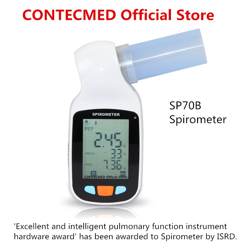 Handheld SP70B Digital Peak Flow Meter Lung Volume function Bluetooth Tester+ FREE Mouthpiece