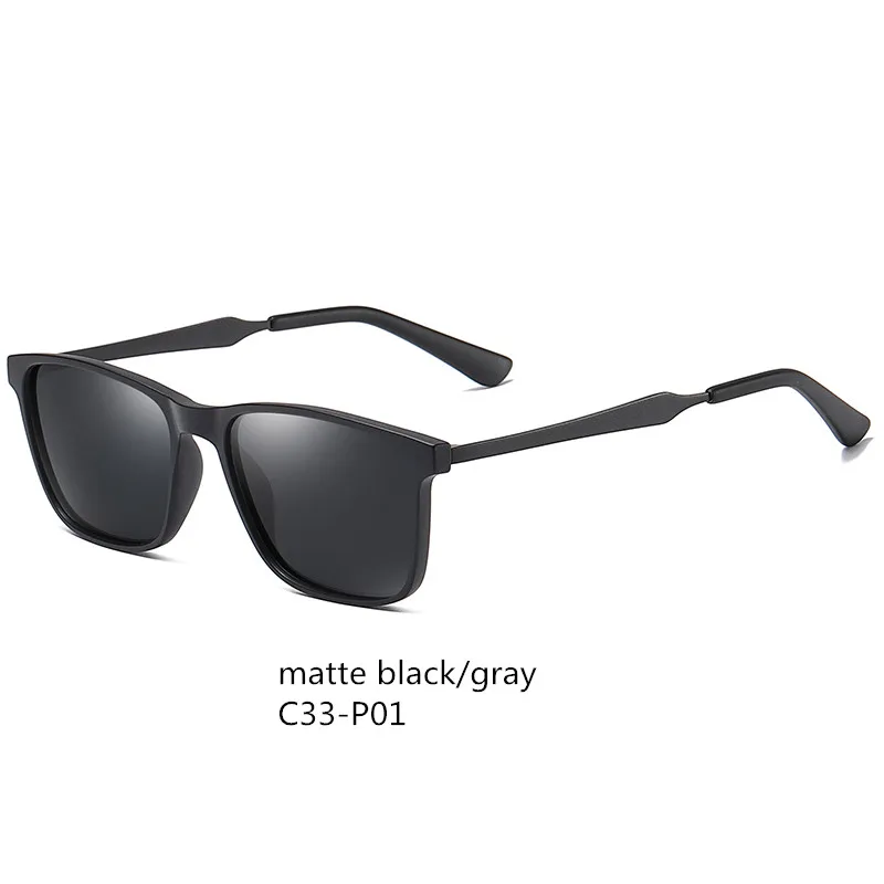 matte black Поляризационные солнечные очки roupai для мужчин, фирменный дизайн, винтажные, uv400, для вождения, желтые, для ночного видения, солнцезащитные очки, gafas de sol hombre, черные - Цвет линз: matte black