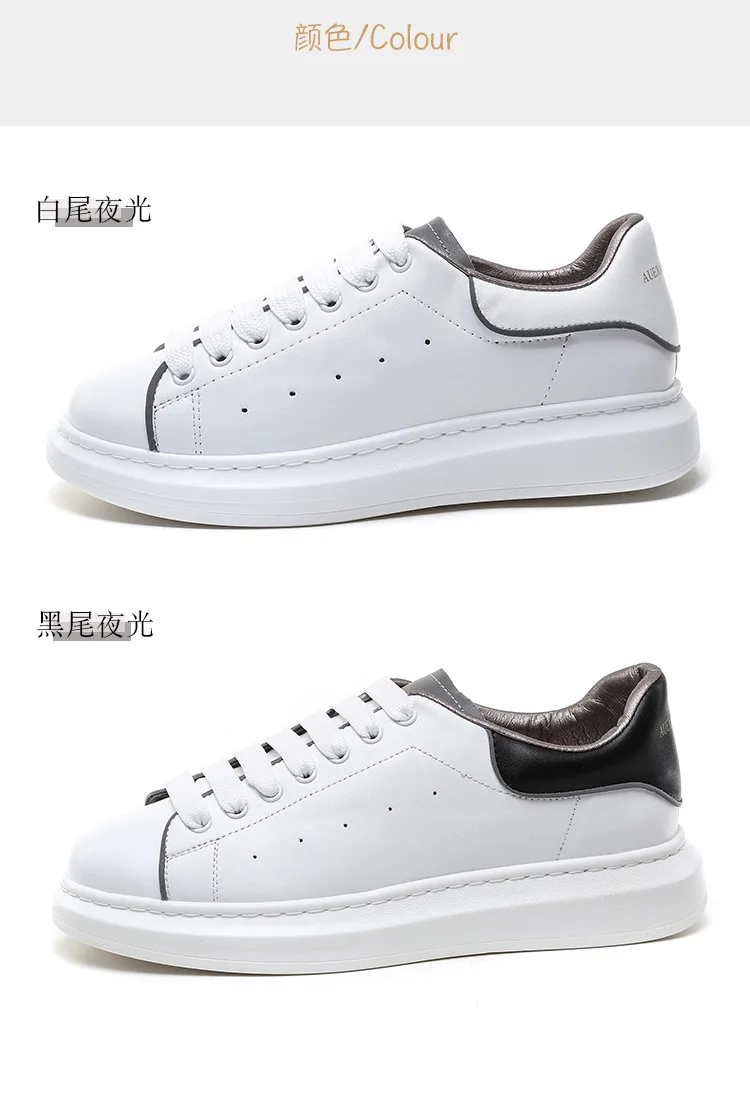 Real Leather Lighted Sneakers Casual white shoes Mens loafers Handiness Breathable Lovers shoes High quality Platform sneaker