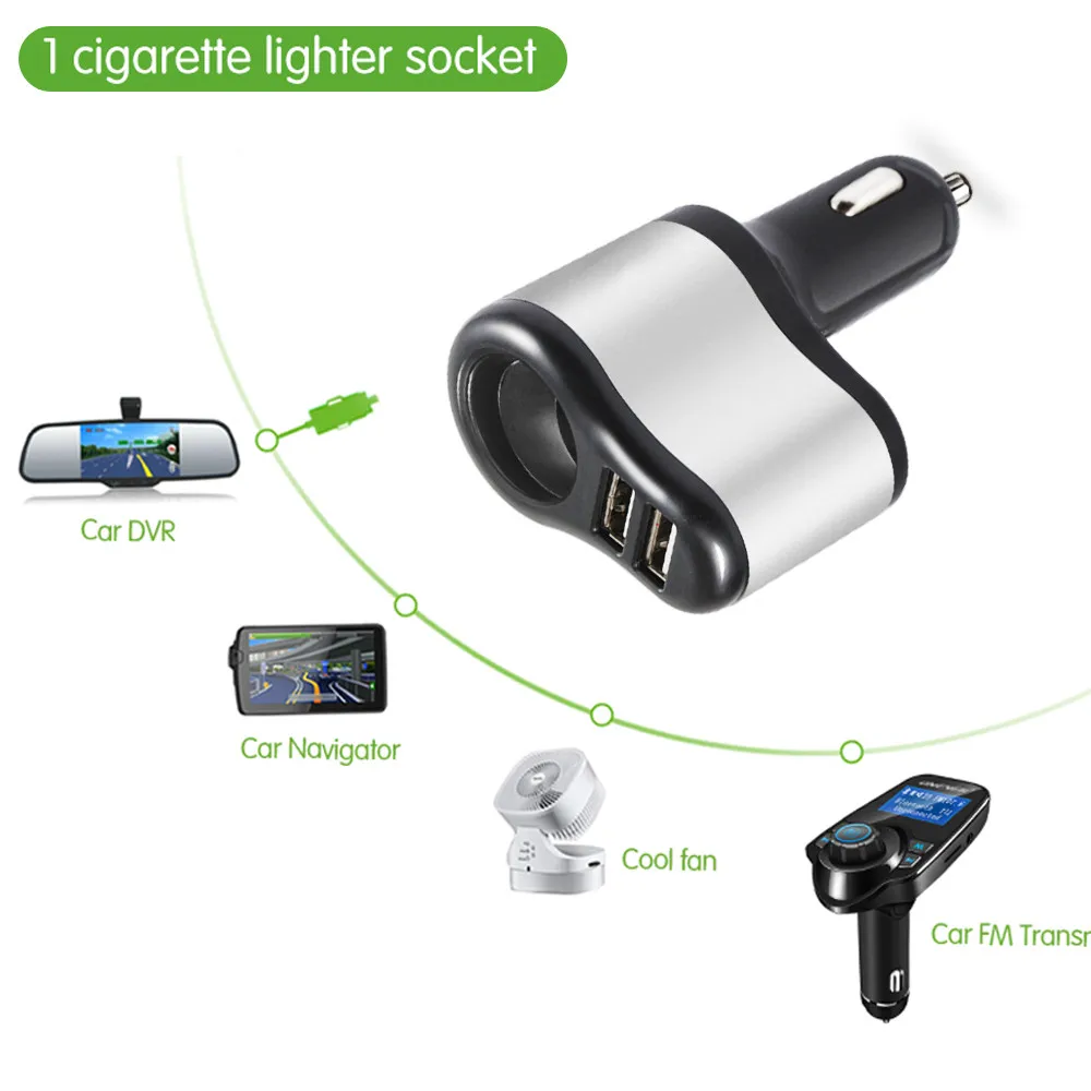 12 V-24 V Автомобильное зарядное устройство с двумя USB разъемами прикуривателя Автомобильное зарядное устройство адаптер 5V 3.1A Зарядка для iPhone MP3 DVR Pad