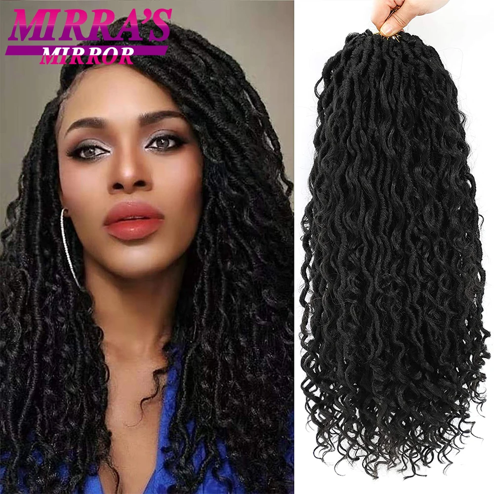 

Goddess Locs Crochet Hair 20" Curly Faux Locs Hair Crochet Braids Synthetic Pre Looped Goddess Faux Locs Crochet Hair For Women
