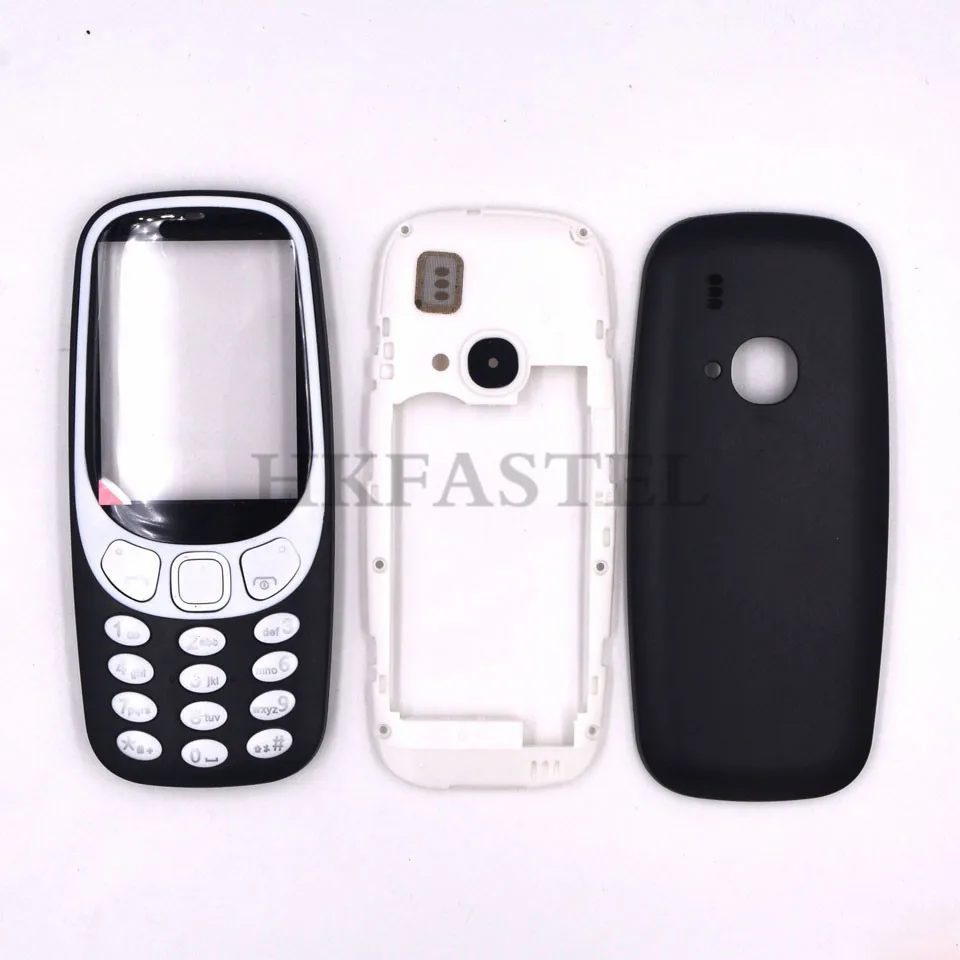 HKFASTEL высококачественный корпус клавиатуры для Nokia 3310 двойная sim-карта полный мобильный телефон чехол с клавиатурой - Цвет: Black Color