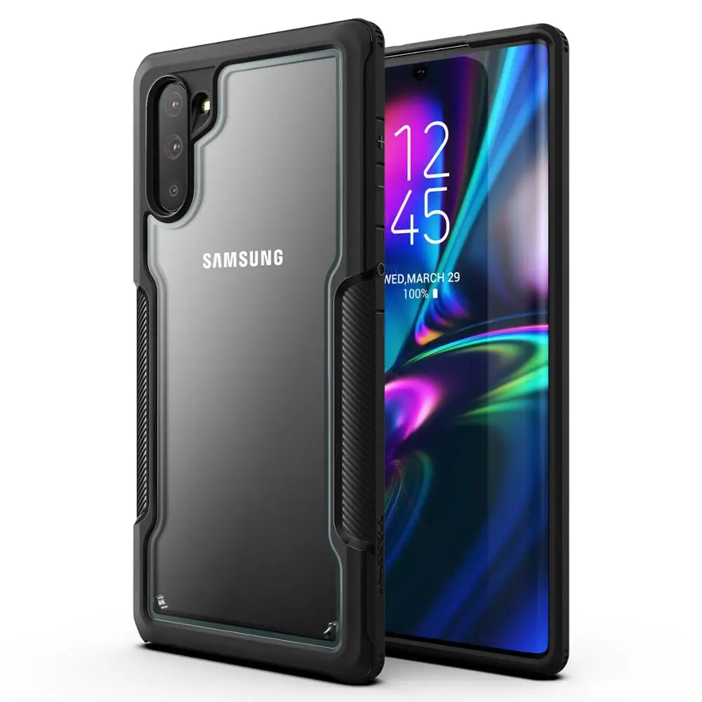 Чехол Maxshield для samsung Galaxy Note 10 Plus 5G, сверхпрочный противоударный тонкий прозрачный чехол и защита для экрана Galaxy Note 10 Plus - Цвет: Black