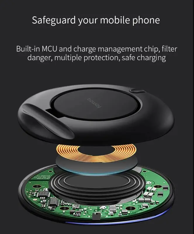 Xiaomi Mijia Youpin Boway Z1 складное Беспроводное зарядное устройство Черный Горизонтальный Вертикальный и горизонтальный 7,5 Вт/10 Вт Быстрая зарядка