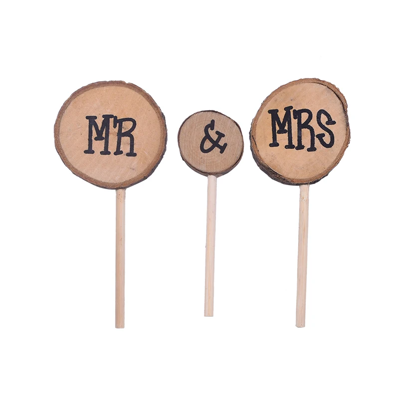 Свадебный Деревянный Торт Топпер креативный Mr& Mrs Love торт Декор на годовщина свадьбы десерт на вечеринку Топпер украшения поставки 8