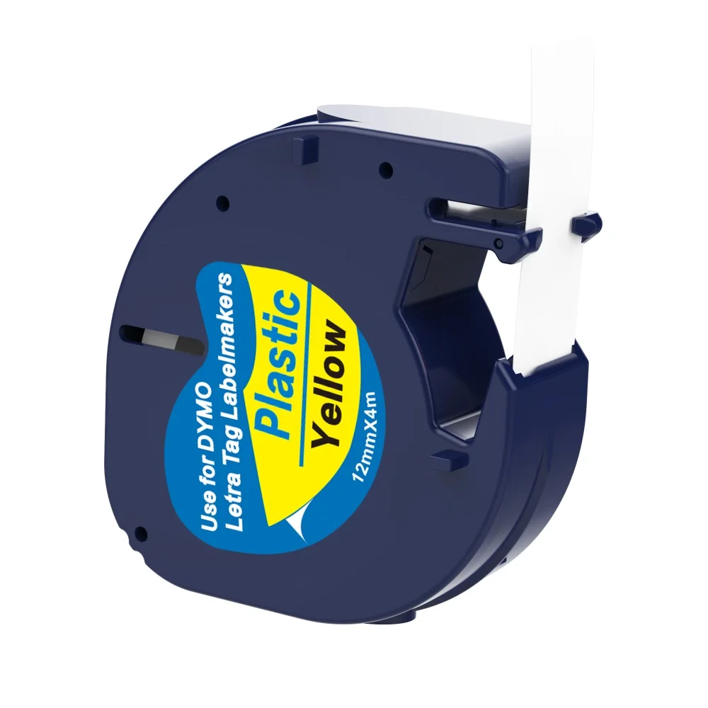 Совместимый с dymo letraTAG 91202-12 мм черный на желтой ленте LetraTAG с блистерной упаковкой