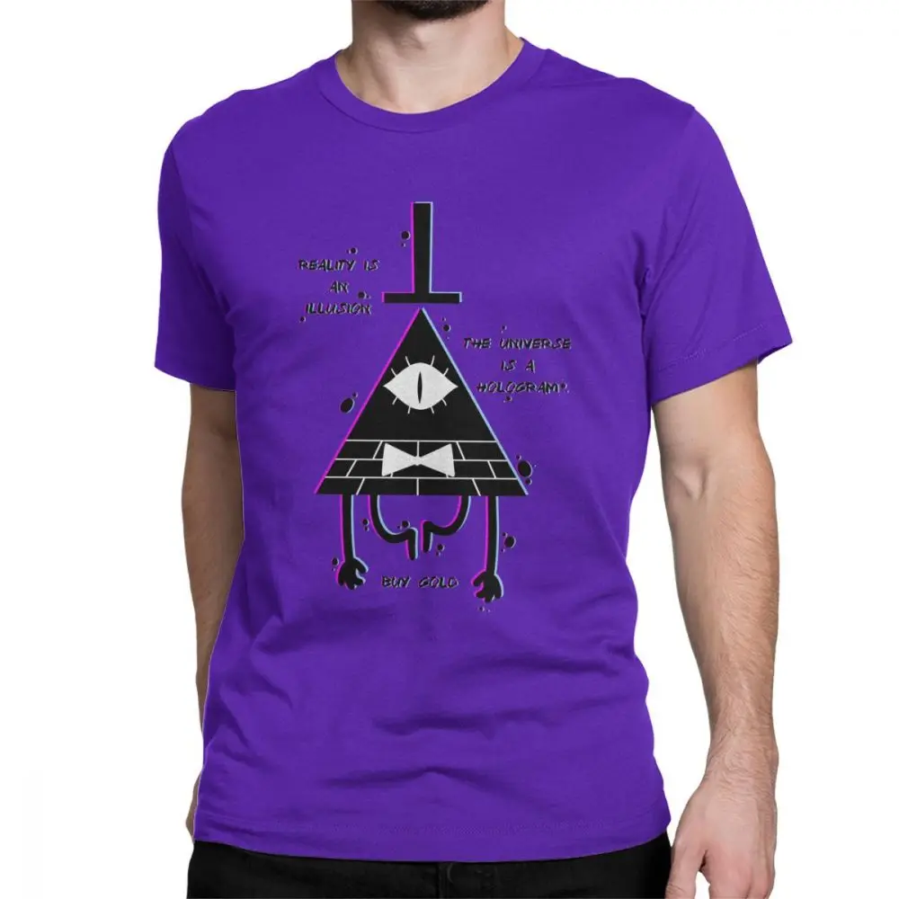 Футболка Gravity Фолс мужские футболки Иллюзия шифр счета забавные аниме топы хлопок футболка короткий рукав с круглым вырезом одежда - Цвет: Фиолетовый