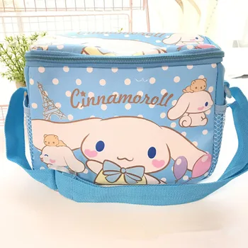 

1pcs Anime My Melody Cinnamoroll Sumikko Gurashi PU Portable Zipper Lunch Bag Girl Cute Cartoon Food Picnic Storage Tote Handbag