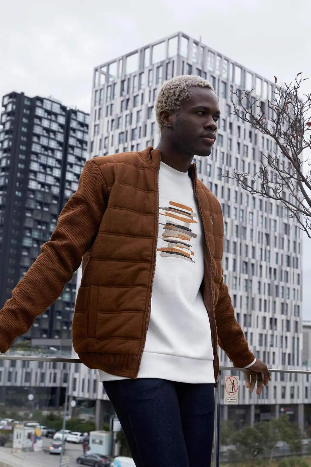 

Autumn Man Tricot Slim Fit College Standing Collar Bomber Cardigan Male Fashion