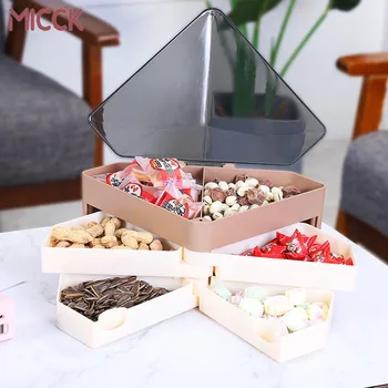 

MICCK Diamond Shaped Multifunctional Fruit Tray Storage Box Home Creative Multi-Layer Candy Dried Fruit Box New Year Snack Box