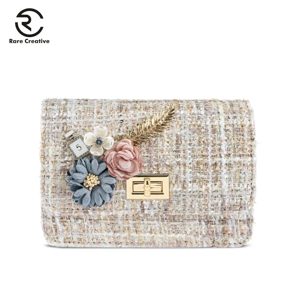 

RARE CREATIVE Fashion Color Fiber Knit Shoulder Bags Female Chain Shoulder Bags Candy Color Women Crossbody Bag Brand Bag HM6036