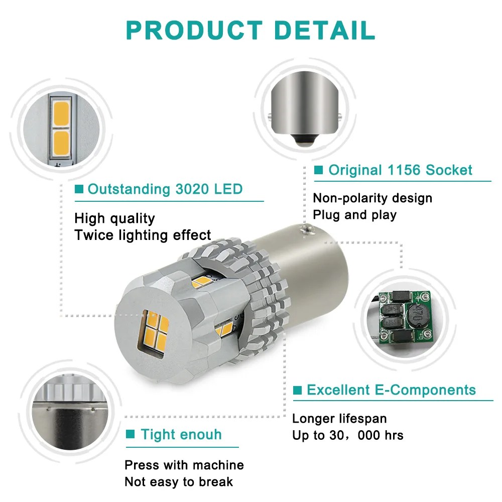 AUXITO  극ũ Ʈ ȭƮ 7440 , LED ڵ P21/5W 3157 PY21W T20 7443 W21W 1156 DRL 1157 Bay15d, 12V, 1200LM P21W W21 5