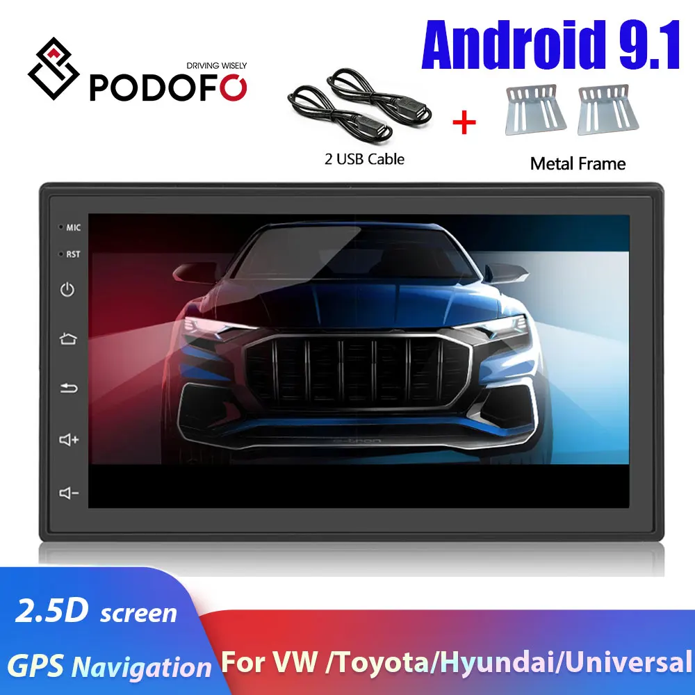 Podofo 2din автомобильный Радио Android GPS Navi Автомобильный мультимедийный плеер