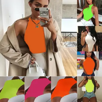 

US Stock Women Sleeveless Bandage Bodysuit Leotard Tops Blouse Jumpsuit Rompers