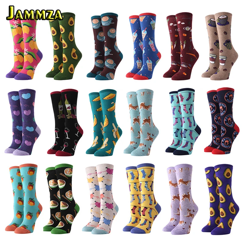 

Brand Europe Style Long Cartoon Printed Women Crew Socks Funny Fashion Novelty Personality Sporty Cotton Happy Socks For Girl