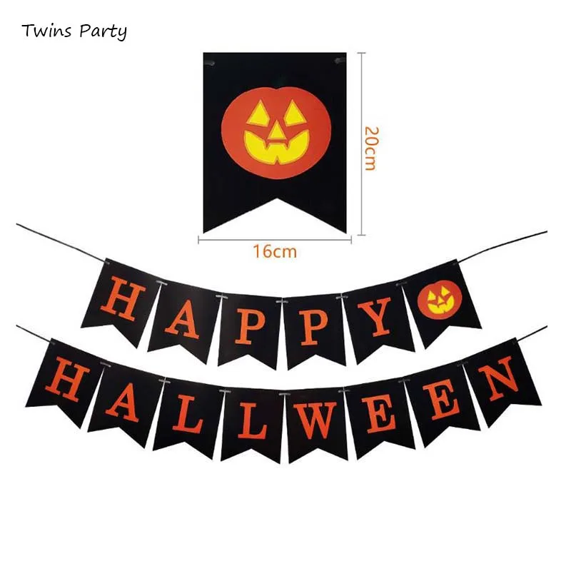 

Twins Party Happy Halloween Harvest Pumpkin Burlap Banner Garland Bunting Home Party Decoration