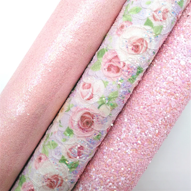 PINK Chunky Glitter Canvas Sheet 8&quotx11&quot Sheets Suede Faux Leather Hair Bow &amp Earring Fabric XM025 | Дом и сад