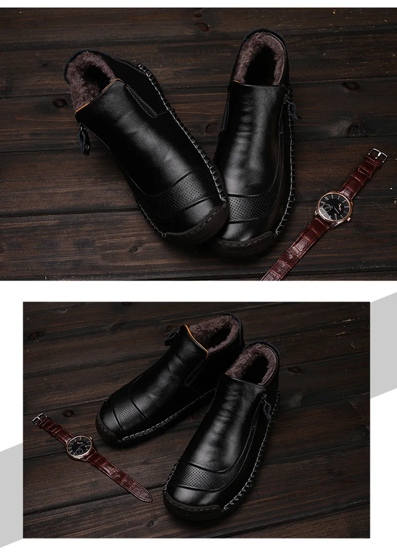 Ботинки осень-зима Мужские туфли из натуральной кожи Теплый плюш ботинки «Челси»; мужские ботильоны из воловьей кожи, для мужчин; A1720