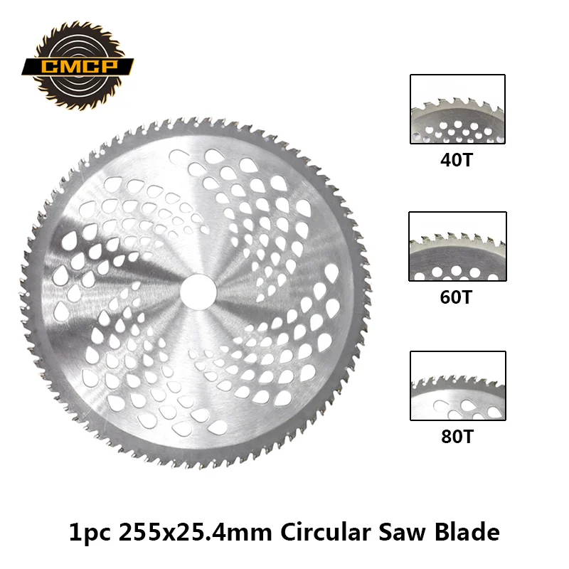 1 шт. 255 мм 40 T/60 T/80 T кусторез лезвие газонокосилки резак Замена циркулярной пилы для резки травы, дерево триммер лезвие