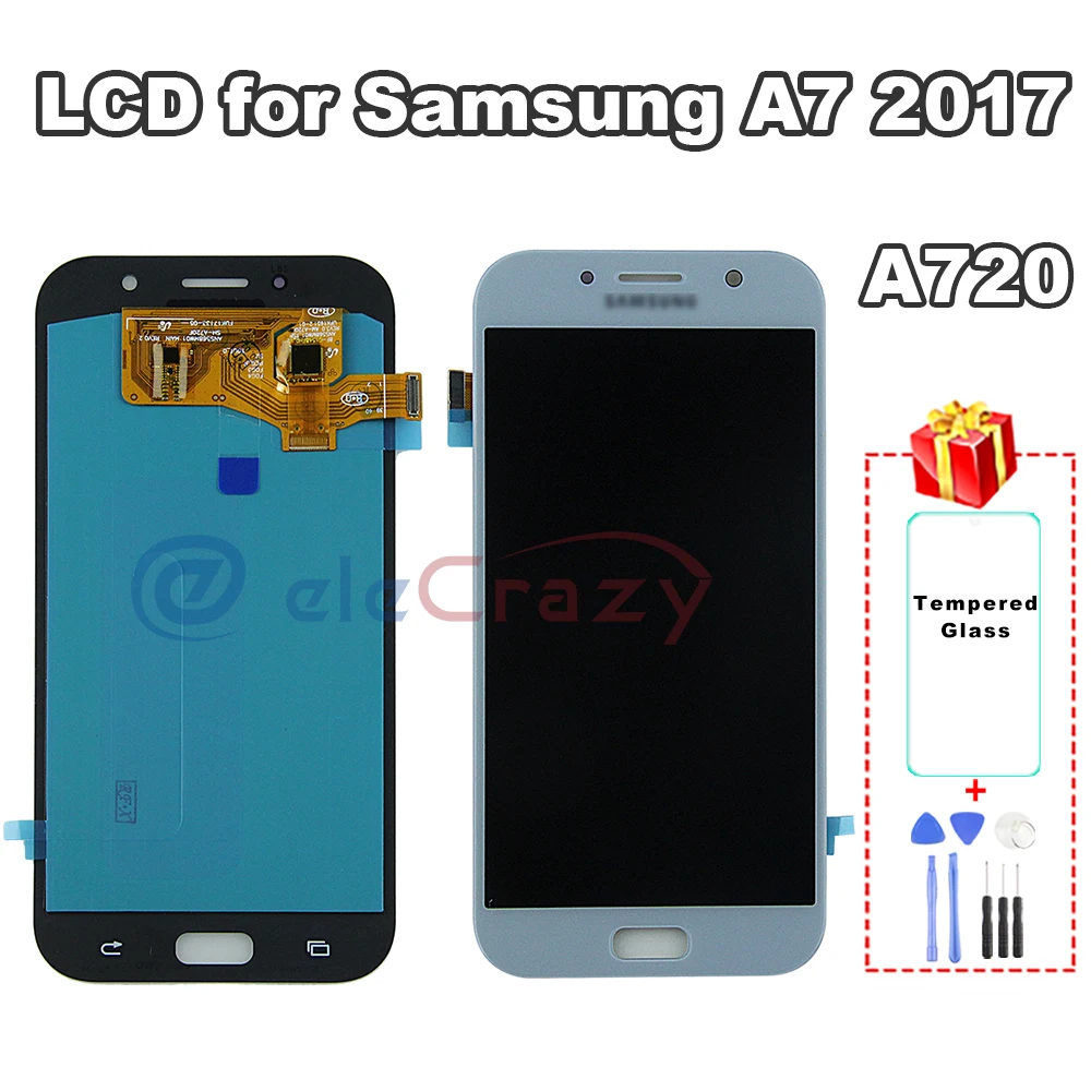 100% tested Super AMOLED Samsung Galaxy A7 2017 A720 LCD A720F display with touch screen digitizer assembly Replacement AAA | Мобильные