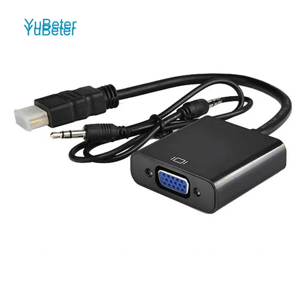 YuBeter 1080P HDMI to VGA Adapter Converter Male To Female Digital to Analog Video Audio Cable for Notebook TV Projector Monitor