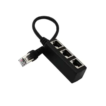 

RJ45 a point three Ethernet Black Network 1 Male To 3 Female Connector Splitter Adapter for pc computer Cable Network cable