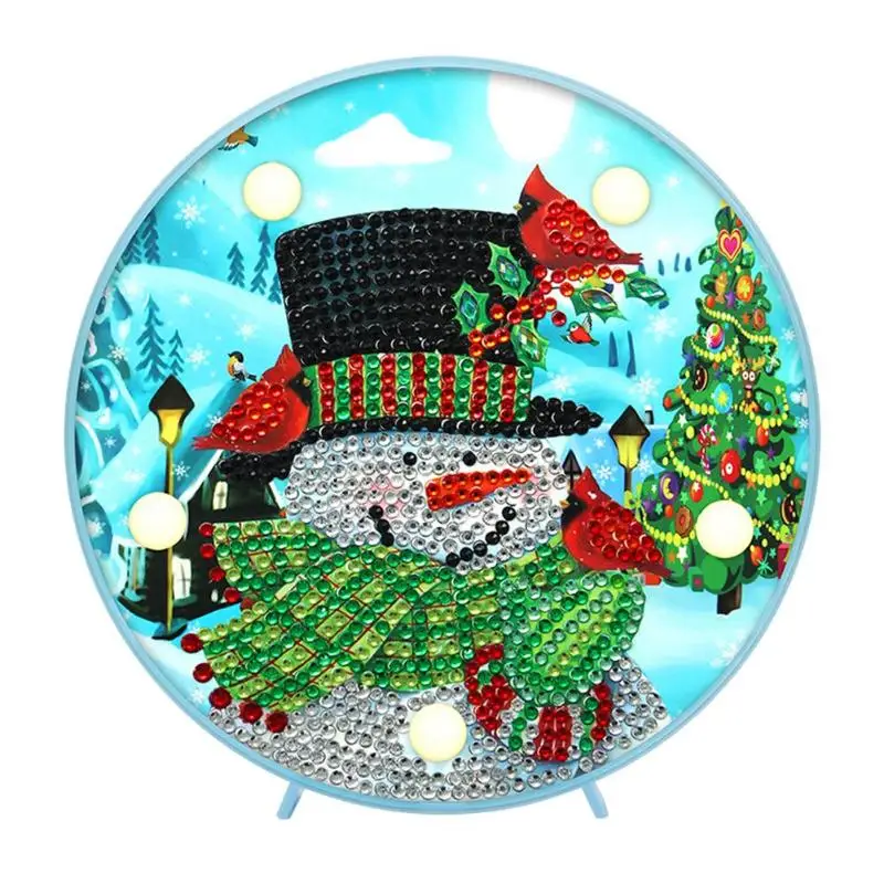 Xmas DIY особой формы алмазов картина светодиодный ночной Светильник Снеговик светильник вышивка стол ночь рождественские украшения для дома - Цвет: D
